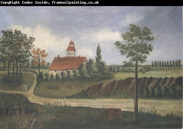 Henri Rousseau Landscape with Farm and Cow
